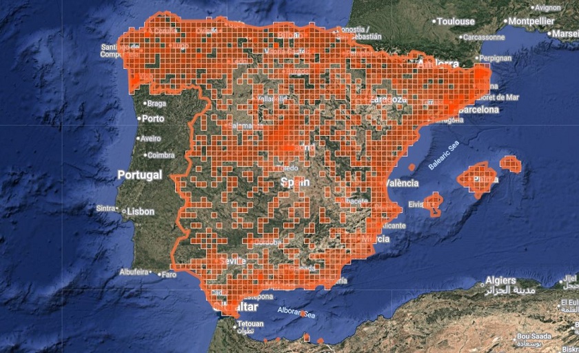 Distribución de Mantis religiosa en España peninsular e islas Baleares. Fuente: iNaturalist.